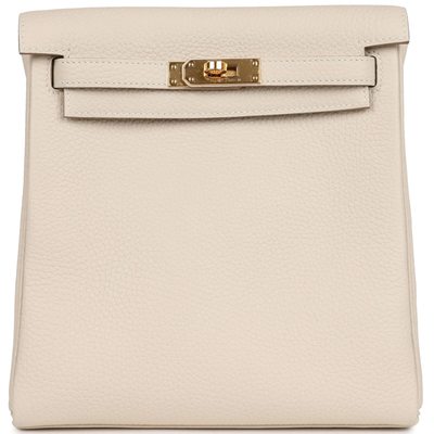 Hermes Kelly Ado II Backpack Craie Clemence GHW