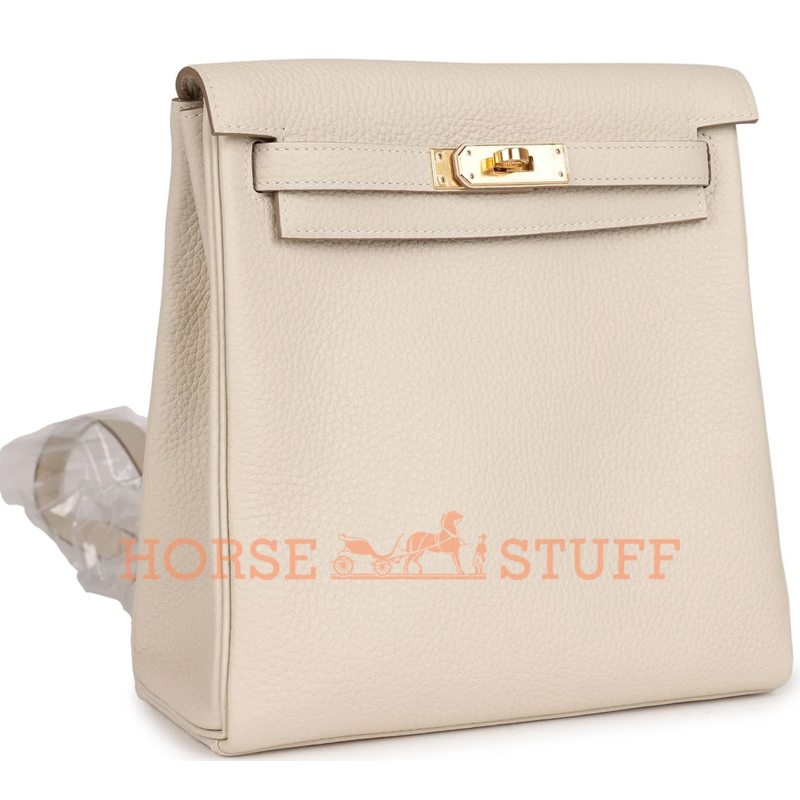 Hermes Kelly Ado II Backpack Craie Clemence GHW