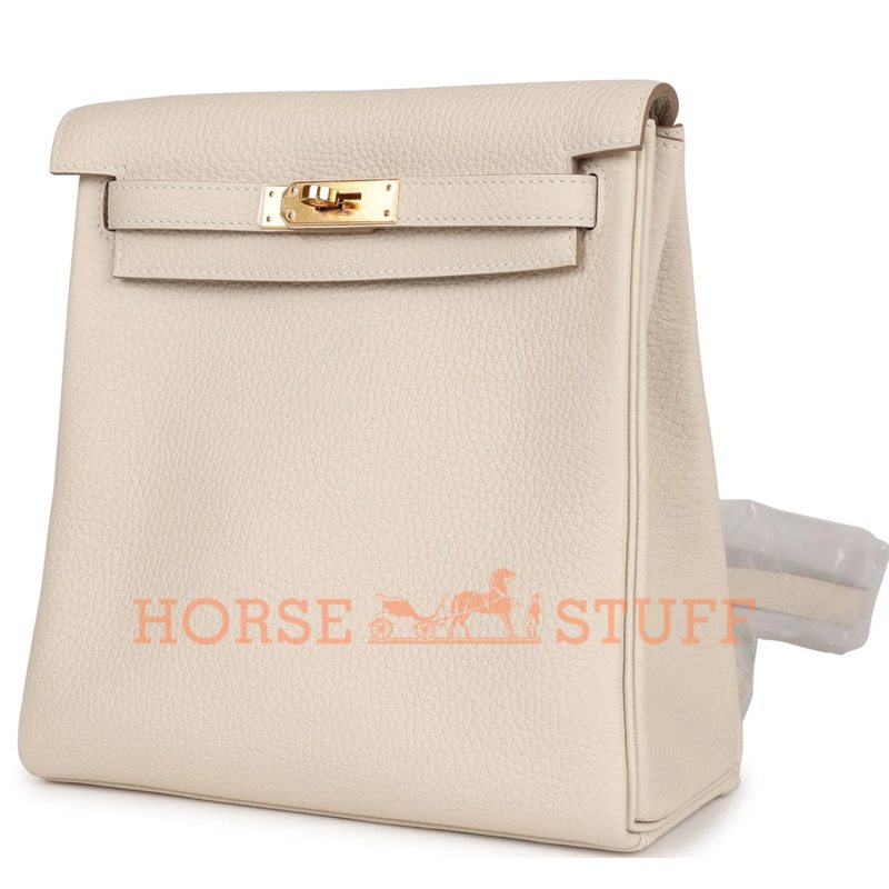 Hermes Kelly Ado II Backpack Craie Clemence GHW