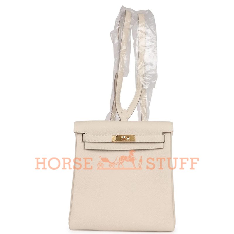 Hermes Kelly Ado II Backpack Craie Clemence GHW