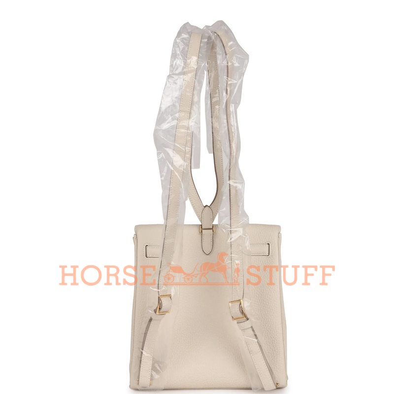 Hermes Kelly Ado II Backpack Craie Clemence GHW