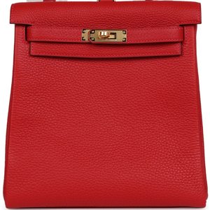 Hermes Kelly Ado II Backpack Rouge Casaque Clemence GHW