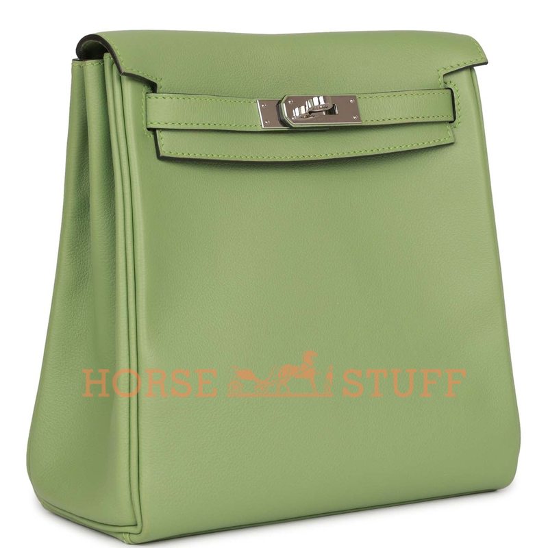 Hermes Kelly Ado II Backpack Vert Criquet Evercolor PHW