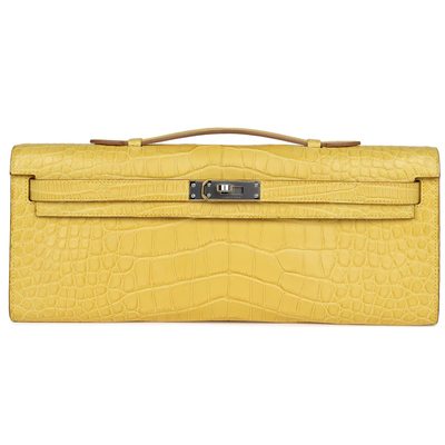 Hermès Kelly Cut Clutch Mimosa Matte Crocodile Alligator PHW