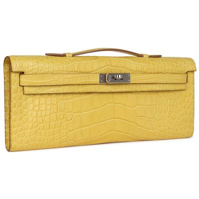 Hermès Kelly Cut Clutch Mimosa Matte Crocodile Alligator PHW
