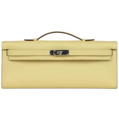 Hermès Kelly Cut Clutch Jaune Poussin Epsom PHW