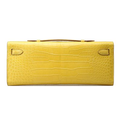 Hermès Kelly Cut Clutch Mimosa Matte Crocodile Alligator GHW