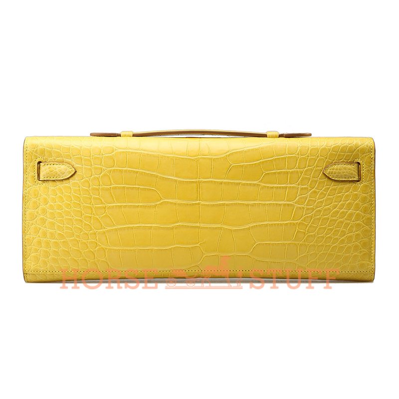 Hermès Kelly Cut Clutch Mimosa Matte Crocodile Alligator GHW