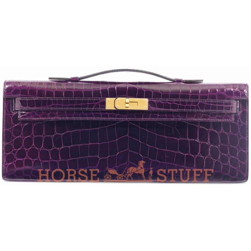 Hermès Kelly Cut Clutch Aubergine Lisse Crocodile Niloticus GHW