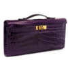 Hermès Kelly Cut Clutch Aubergine Lisse Crocodile Niloticus GHW