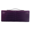 Hermès Kelly Cut Clutch Aubergine Lisse Crocodile Niloticus GHW