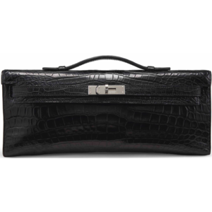 Hermès Kelly Cut Clutch Black Matte Crocodile Niloticus PHW