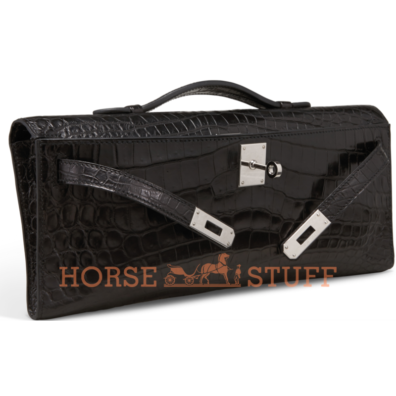 Hermès Kelly Cut Clutch Black Matte Crocodile Niloticus PHW