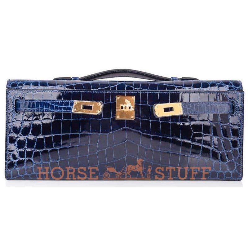 Hermès Kelly Cut Clutch Blue Sapphire Lisse Crocodile Niloticus GHW