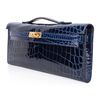 Hermès Kelly Cut Clutch Blue Sapphire Lisse Crocodile Niloticus GHW