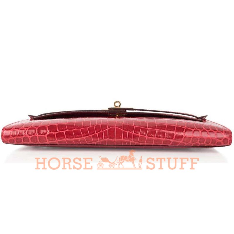 Hermès Kelly Cut Clutch Braise Lisse Crocodile Niloticus GHW