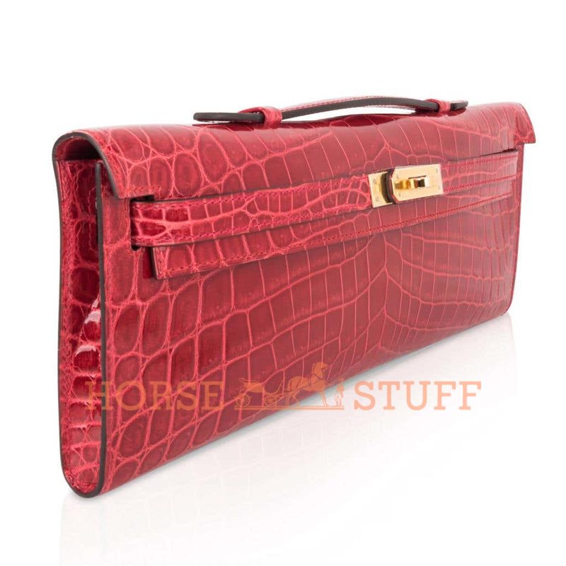 Hermès Kelly Cut Clutch Braise Lisse Crocodile Niloticus GHW