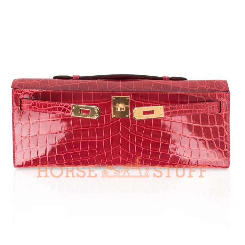 Hermès Kelly Cut Clutch Braise Lisse Crocodile Niloticus GHW