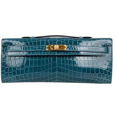 Hermès Kelly Cut Clutch Colvert Lisse Crocodile Niloticus GHW 