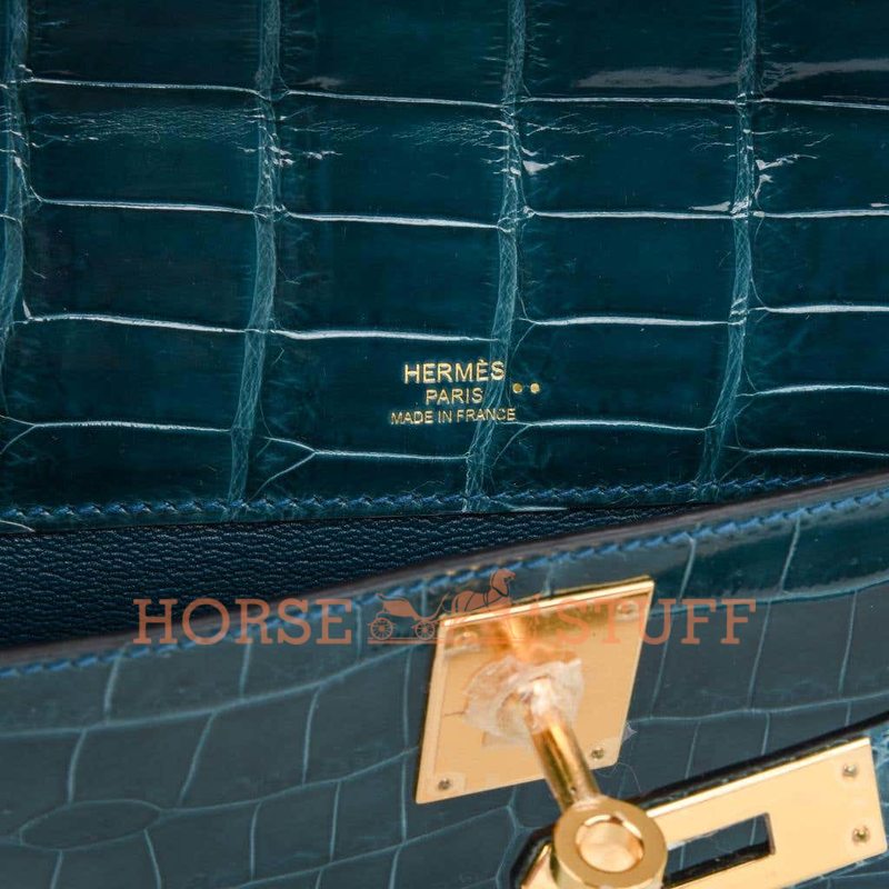 Hermès Kelly Cut Clutch Colvert Lisse Crocodile Niloticus GHW