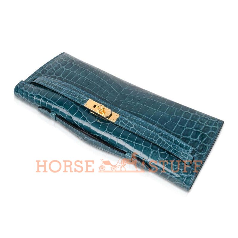 Hermès Kelly Cut Clutch Colvert Lisse Crocodile Niloticus GHW