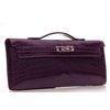 Hermès Kelly Cut Clutch Prune Lisse Crocodile Niloticus PHW