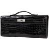 Hermès Kelly Cut Clutch Black Lisse Crocodile Porosus White 18K Gold, Diamonds