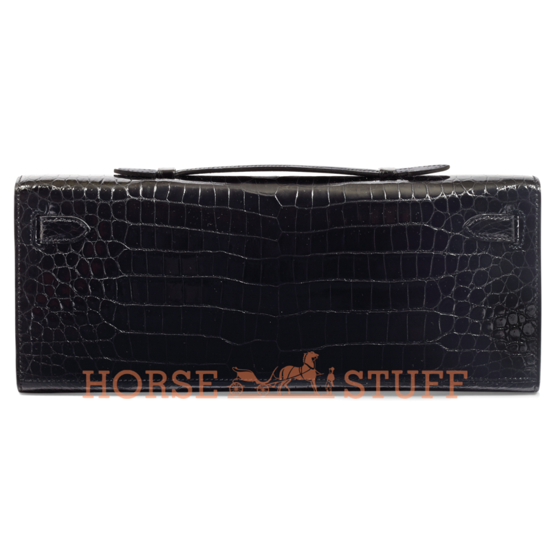 Hermès Kelly Cut Clutch Black Lisse Crocodile Porosus GHW