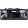 Hermès Kelly Cut Clutch Blue Marine Lisse Crocodile Porosus White 18K Gold, Diamonds