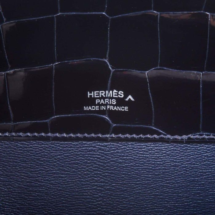Hermès 18k Gold & Diamond Porosus Crocodile Kelly Cut Clutch