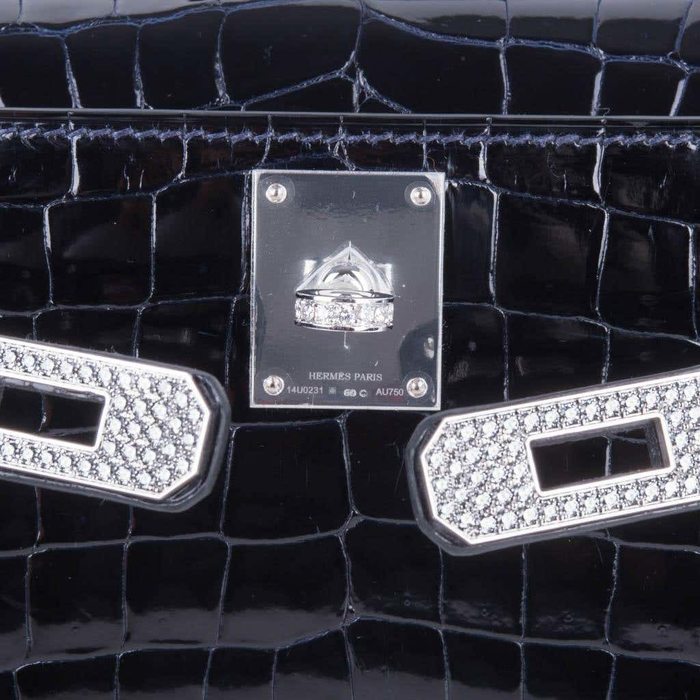 Hermès Kelly Cut Bleu Marine Crocodile Porosus Lisse Gold Hardware GHW —  The French Hunter