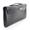 Hermès Kelly Cut Clutch Blue Marine Lisse Crocodile Porosus White 18K Gold, Diamonds