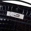 Hermès Kelly Cut Clutch Blue Marine Lisse Crocodile Porosus White 18K Gold, Diamonds