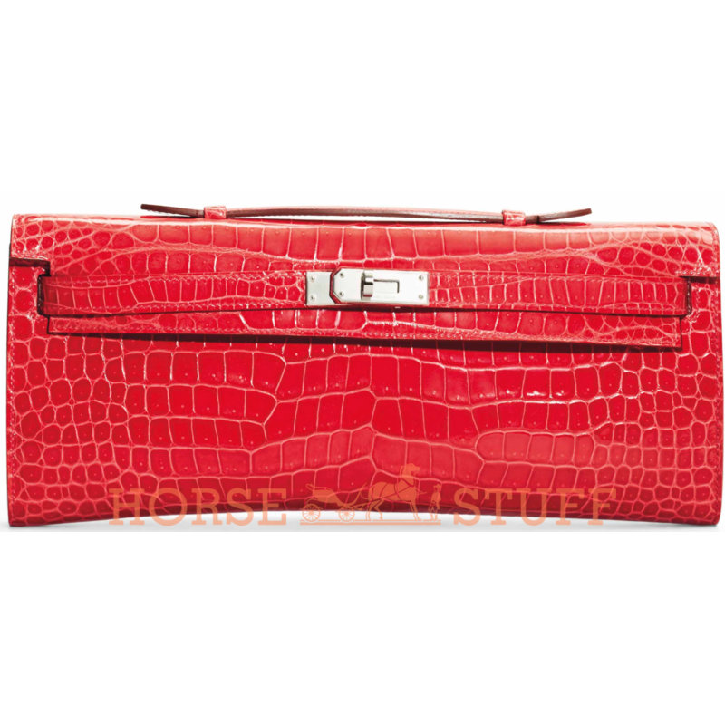 Hermès Kelly Cut Clutch Bougainvillea Lisse Crocodile Porosus PHW