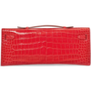 Hermès Kelly Cut Clutch Bougainvillea Lisse Crocodile Porosus PHW