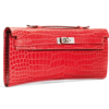 Hermès Kelly Cut Clutch Bougainvillea Lisse Crocodile Porosus PHW