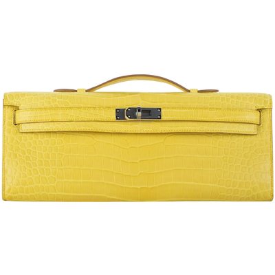 Hermès Kelly Cut Clutch Mimosa Matte Crocodile Porosus PHW