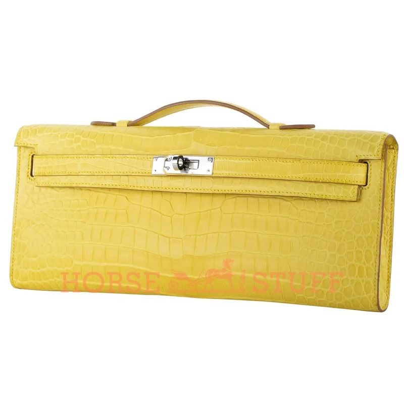 Hermès Kelly Cut Clutch Mimosa Matte Crocodile Porosus PHW