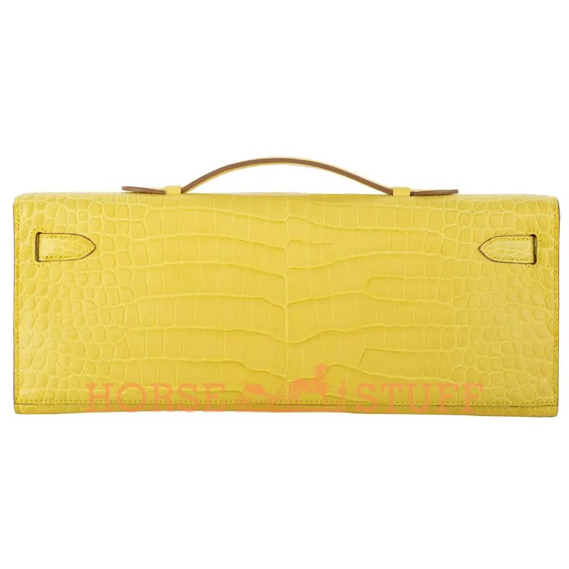 Hermès Kelly Cut Clutch Mimosa Matte Crocodile Porosus PHW