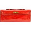 Hermès Kelly Cut Clutch Orange Lisse Crocodile Porosus GHW