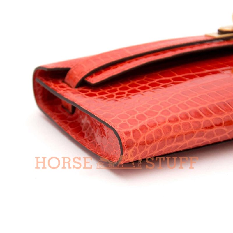 Hermès Kelly Cut Clutch Orange Lisse Crocodile Porosus GHW