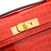 Hermès Kelly Cut Clutch Orange Lisse Crocodile Porosus GHW