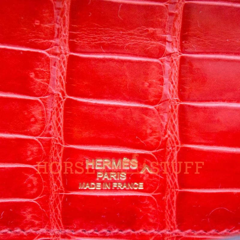 Hermès Kelly Cut Clutch Orange Lisse Crocodile Porosus GHW