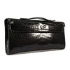 Hermès Kelly Cut Clutch Black Lisse Crocodile Niloticus PHW