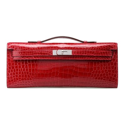 Hermès Kelly Cut Clutch Braise Lisse Crocodile Porosus PHW