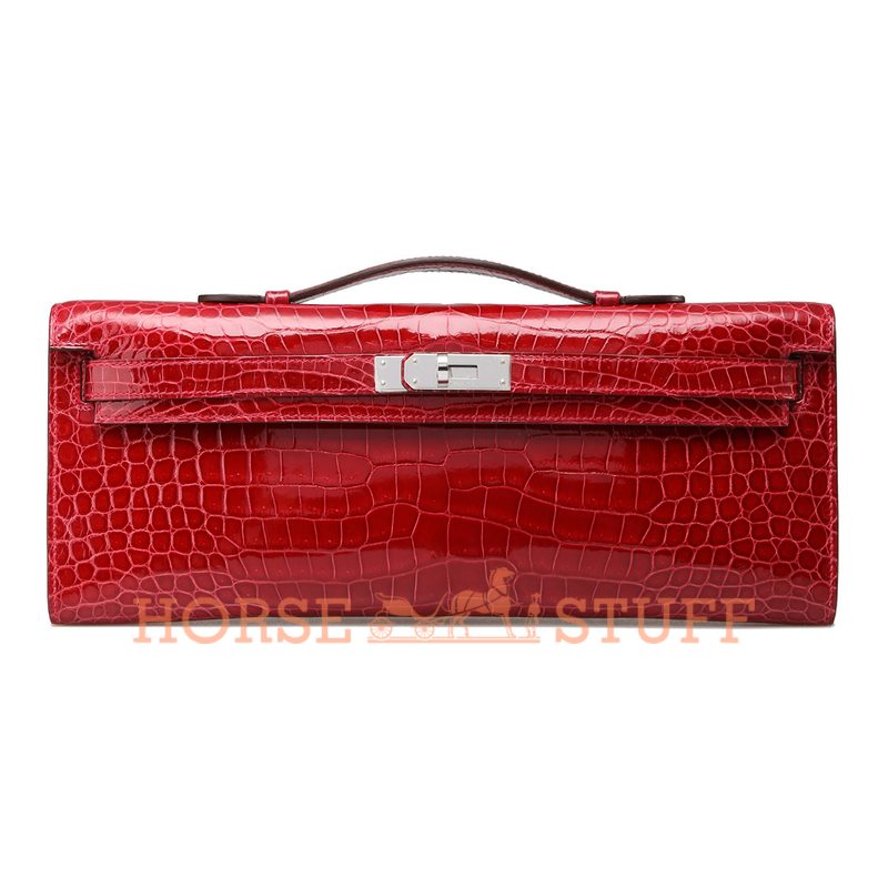 Hermès Kelly Cut Clutch Braise Lisse Crocodile Porosus PHW