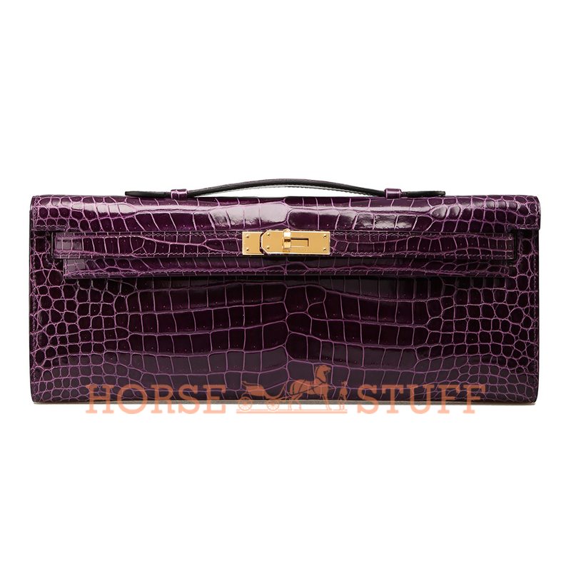 Hermès Kelly Cut Clutch Cassis Lisse Crocodile Porosus GHW