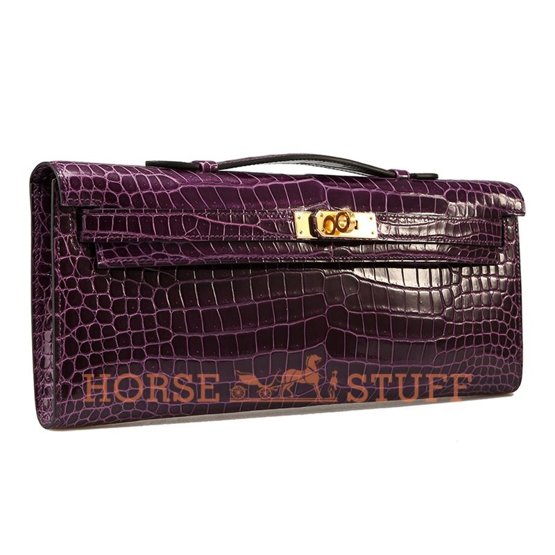 Hermès Kelly Cut Clutch Cassis Lisse Crocodile Porosus GHW