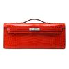 Hermès Kelly Cut Clutch Geranium Lisse Crocodile Niloticus PHW