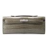 Hermès Kelly Cut Clutch Gris Tourterelle Lisse Crocodile Niloticus PHW